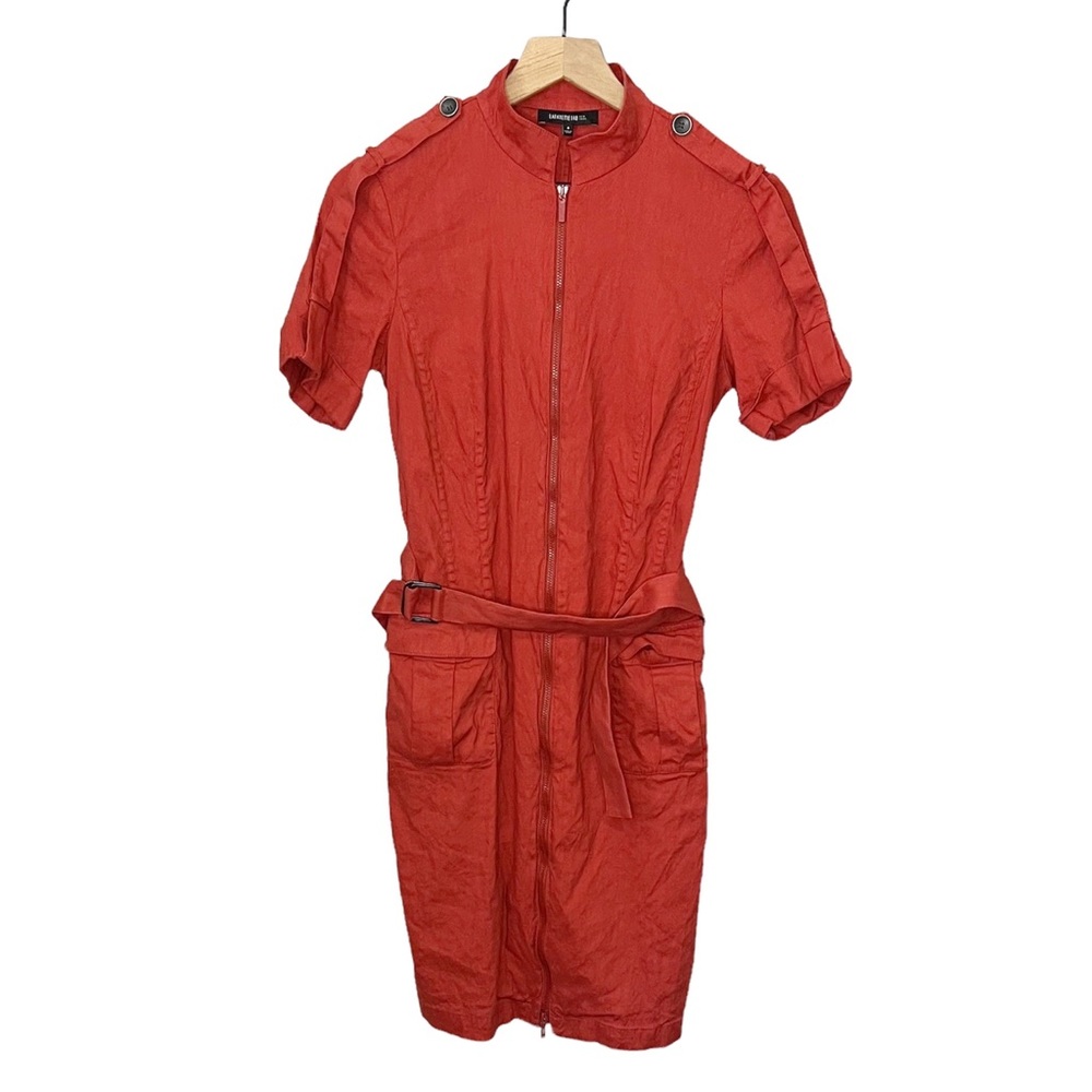 Lafayette 148 Linen Short Sleeve Utility Dress 4